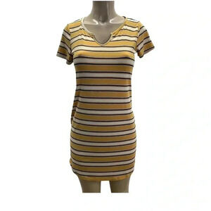 Pink Rose Yellow Striped Mini Dress (Preowned)